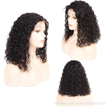 Uniky Brazilian Human Hair Water Wave Pixie Cut Short Full Lace Braided Wig For Black Women